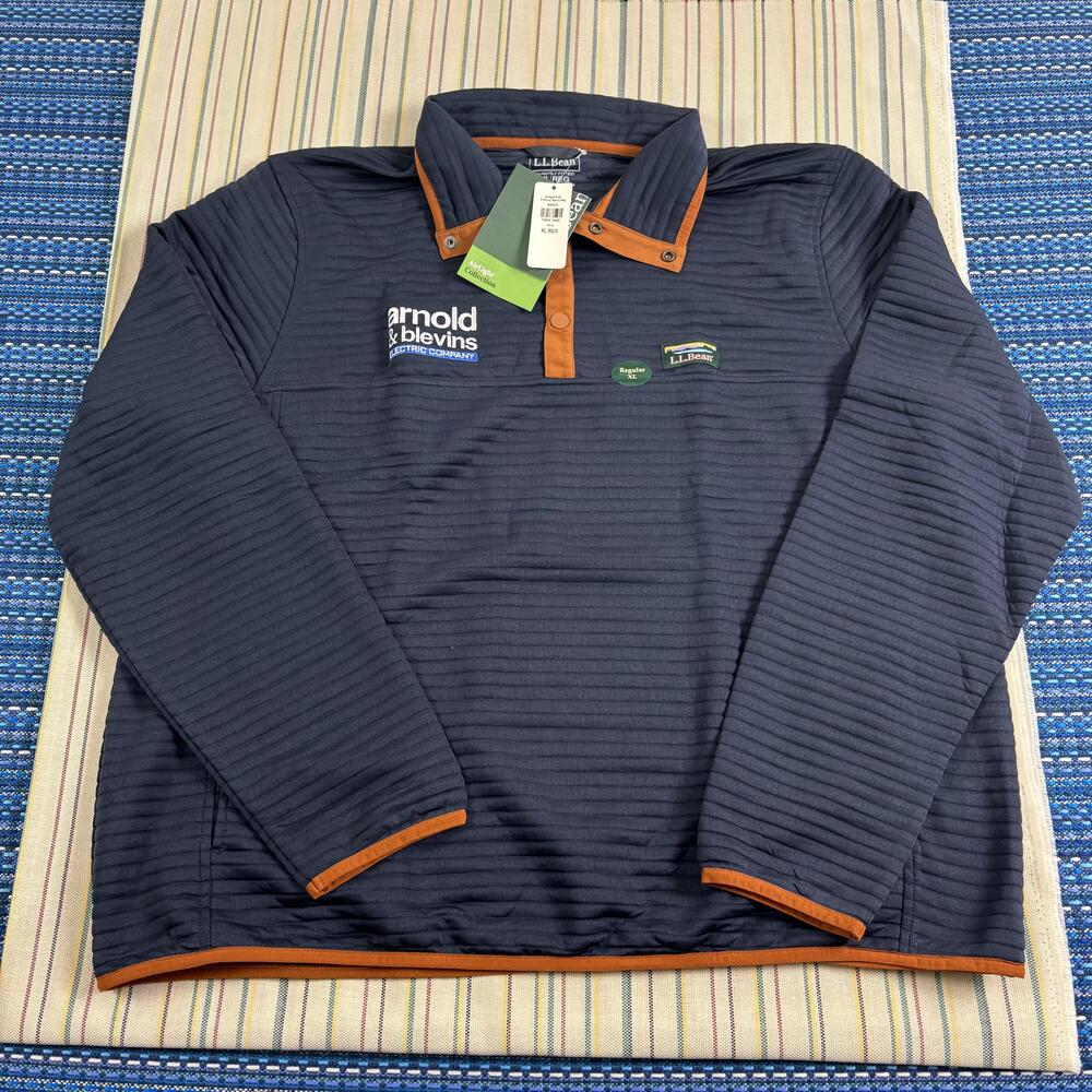 NEW L.L. Bean Pullover Mens XL Blue AirLight Long Sleeve Polo Arnold Blevins